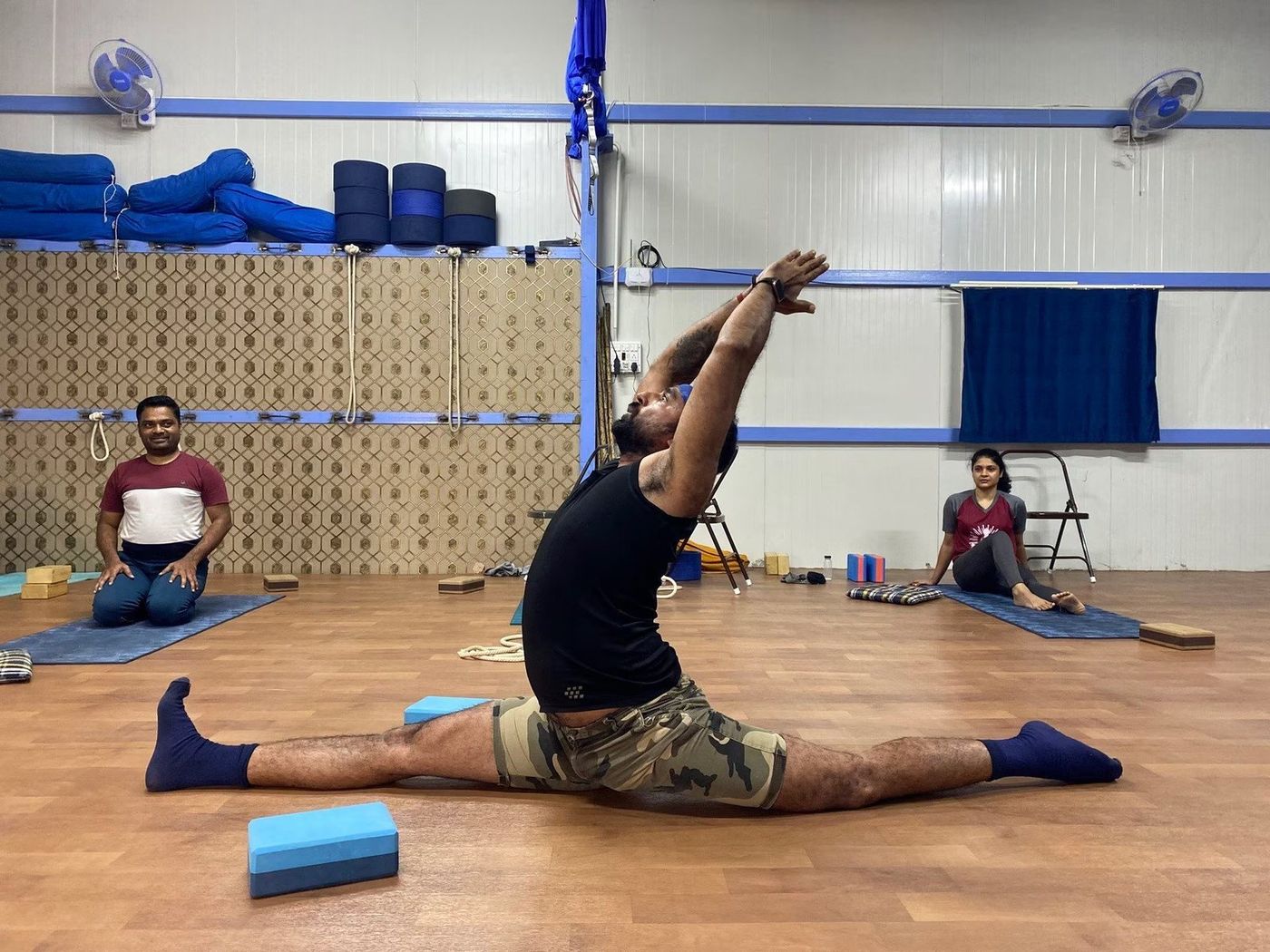 Guided practice on the studio floor